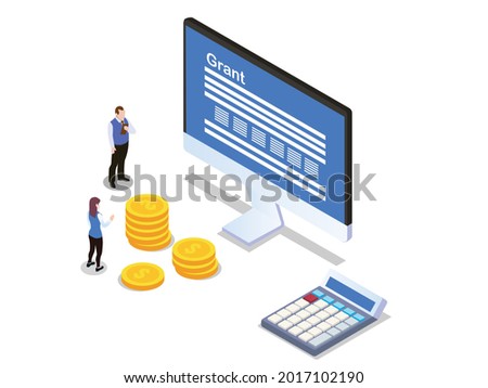 Online grant application isometric 3d vector concept for banner, website, illustration, landing page, flyer, etc.