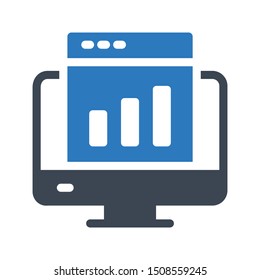 online graph glyph colour vector icon