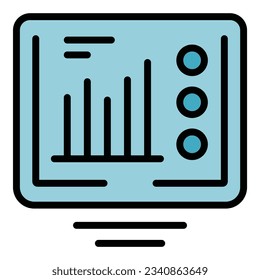 Online graph icon outline vector. Exam test. School education color flat