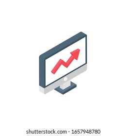 Online Graph isometric flat icon. 3d vector colorful illustration. isolated on white background