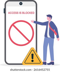 Online graphic concept of restricted access blocked on device, unauthorized internet web access prohibited or blocked,

