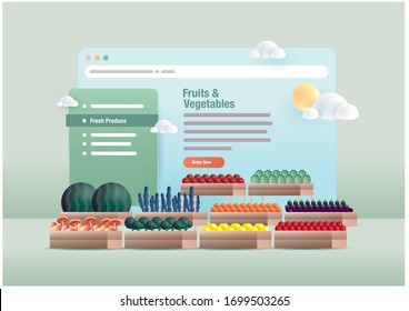 online groceries shopping concept vector/illustration