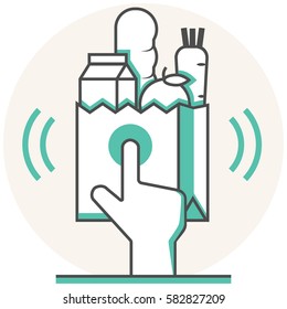 Online Grocery - Infographic Icon Elements from Grocery Shopping Set. Flat Thin Line Icon Pictogram for Website and Mobile Application Graphics.