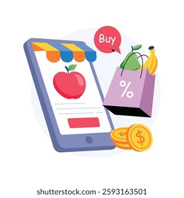 Online Grocery Shopping Concepts Style illustrations. EPS 10 File