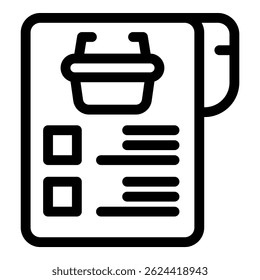 Online grocery shopping list with checklist and a shopping basket icon representing e commerce