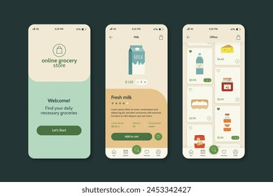 Online grocery store app template vector design in eps 10