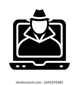 O ícone de estilo de glifo do hacker on-line está pronto para uso premium