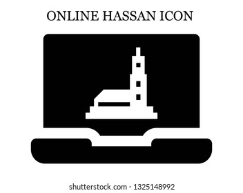 online Hassan mosque icon. Editable online Hassan mosque icon for web or mobile.