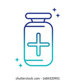 online health, bottle medicine pharmacy prescription vector illustration covid 19 pandemic gradient line icon