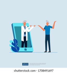 online health care service and medical advice. Call and chat doctor diagnostic consults support concept. template for web landing page, banner, presentation, social, poster, promotion or print media