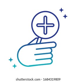 online health, clicking medical assistance vector illustration covid 19 pandemic gradient line icon