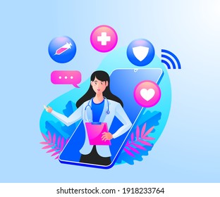 Online health consultation with doctor and mobile smartphone