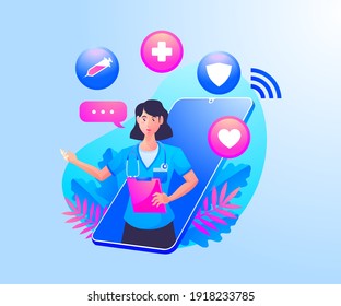 Online health consultation with doctor and mobile smartphone