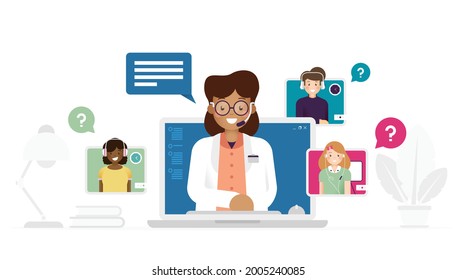 Online Health Education Concept Illustration