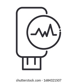 online health, flash drive medical support vector illustration covid 19 pandemic line icon