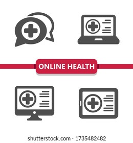 Online Health Icons . Professional, pixel perfect icons. EPS 10 format.