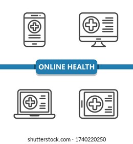 Online Health Icons. Professional, pixel perfect icons. EPS 10 format.