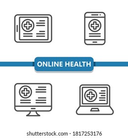 Online Health Icons. Professional, pixel perfect icons. EPS 10 format.