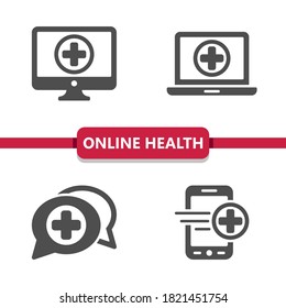 Online Health Icons . Professional, pixel perfect icons. EPS 10 format.