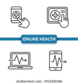 Online Health Icons. Professional, pixel perfect icons. EPS 10 format.