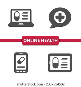 Online Health Icons . Professional, pixel perfect icons. EPS 10 format.