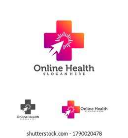 Online Health logo vector designs, Health Touch logo designs concept vector, Simple Health logo template, Arrow with Plus logo icon