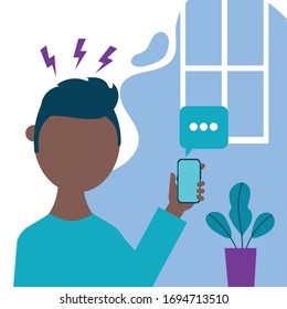 online health technology with man using smartphone vector illustration design