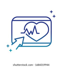 online health, website clicking heartbeat vector illustration covid 19 pandemic gradient line icon