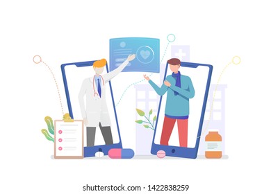 Online Healthcare Consultation Vector Concept Illustration, Suitable for web landing page, ui, mobile app, editorial design, flyer, banner, and other related occasion