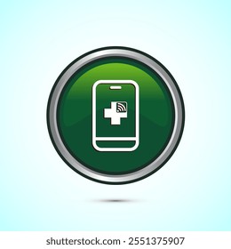 Online healthcare icon design, Virtual medical service sign, Green Color Round Button Design