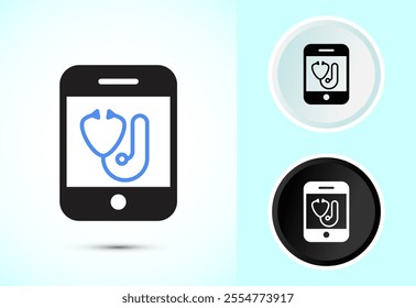 Online healthcare icon design, Virtual medical service sign