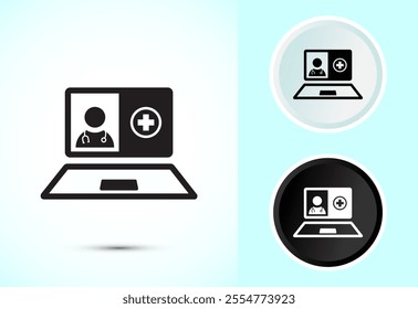 Online healthcare icon design, Virtual medical service sign