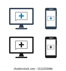 Online Healthcare Icon Set. Flat style vector EPS.