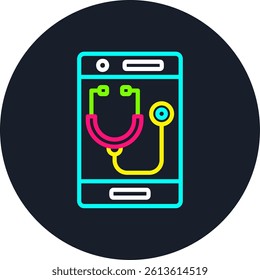 Online Healthcare Line Multi Colour Circle