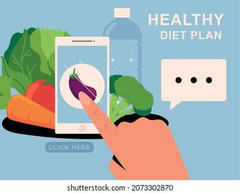 concepto de plan de dieta saludable en línea