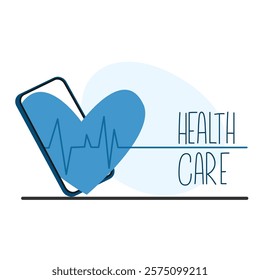 Online heart monitoring with a heartbeat line using phone application. Health tracking for cardiology and wellness
