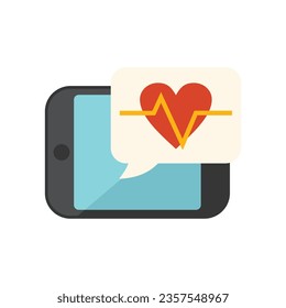 Online heart rate icon flat vector. Doctor patient. Clinic medicine isolated