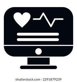 Online heart rate monitor icon simple vector. Patient record. Tablet report