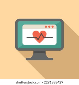 Online-Herz Symbol flach Vektorgrafik. Online-ärztliche Beratung. Patientengesundheit