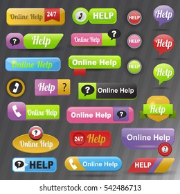 Online help buttons vector.