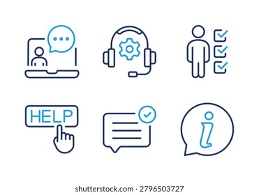 Online Help Center and Information thin line icon set. Minimal web icons