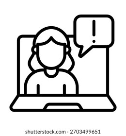 Online Help Icon Line Style Vector Illustration