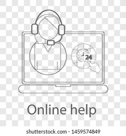 Online help icon on transparency background. Flat style vector illustration.