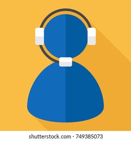 Online Help Icon Round Flat Vector Art Design Color Background.