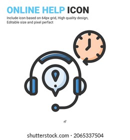 Vector de icono de ayuda en línea con estilo de color de contorno aislado en fondo blanco. Centro de servicios de ilustración de vectores símbolo de signo concepto de icono para negocios, finanzas, industria, empresa, aplicaciones y proyecto