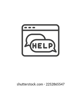Online help line icon. linear style sign for mobile concept and web design. Online Helpline chat outline vector icon. Symbol, logo illustration. Vector graphics