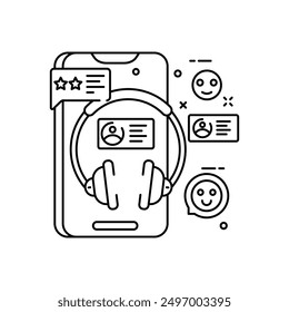 Icono de esquema de ayuda en línea, Ilustración vectorial