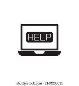 Online help support icon in black flat glyph, filled style isolated on white background