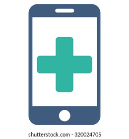 Online Help vector icon. Style is bicolor flat symbol, cobalt and cyan colors, rounded angles, white background.