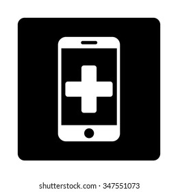 Online Help vector icon. Style is flat rounded square button, white and black colors, white background.